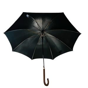 Givenchy Elegant Black Vintage Umbrella With Wood Handle